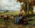 群れの農場生活を見守る羊飼い リアリズム ジュリアン・デュプレ